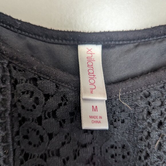 Xhiliration Black Lace Cotton Romper Size Medium - Picture 3 of 4